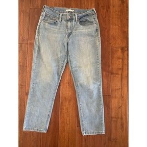 Levis Boyfriend Jeans Women's 30 Relaxed Medium Wash Mid Rise Stretchy Denim